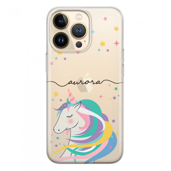 APPLE - iPhone 13 Pro - Soft Clear Case - Clear Unicorn Handwritten