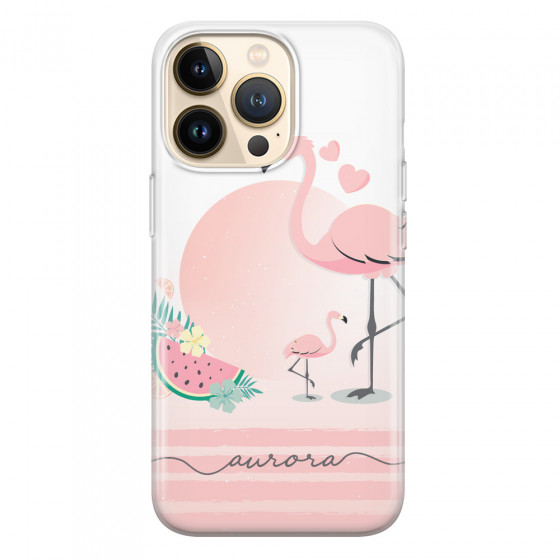 APPLE - iPhone 13 Pro - Soft Clear Case - Flamingo Vibes Handwritten