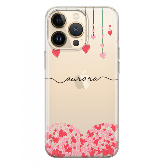 APPLE - iPhone 13 Pro - Soft Clear Case - Love Hearts Strings