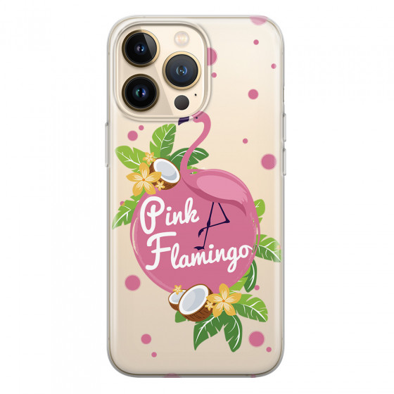 APPLE - iPhone 13 Pro - Soft Clear Case - Pink Flamingo
