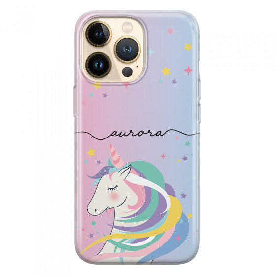 APPLE - iPhone 13 Pro - Soft Clear Case - Pink Unicorn Handwritten