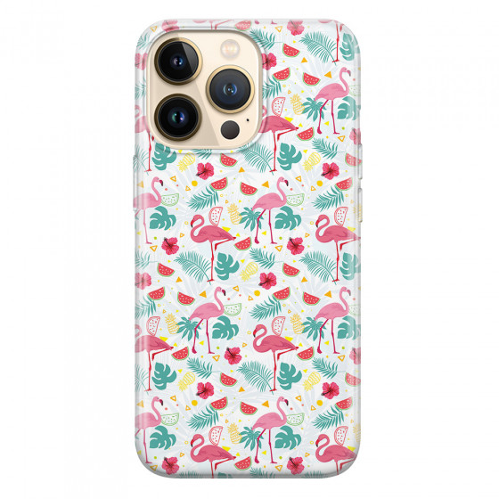 APPLE - iPhone 13 Pro - Soft Clear Case - Tropical Flamingo II
