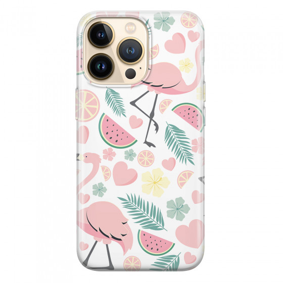 APPLE - iPhone 13 Pro - Soft Clear Case - Tropical Flamingo III