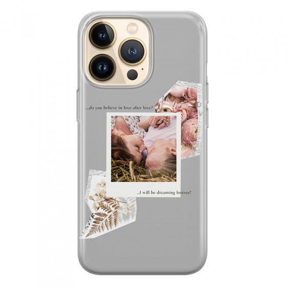 APPLE - iPhone 13 Pro - Soft Clear Case - Vintage Grey Collage Phone Case