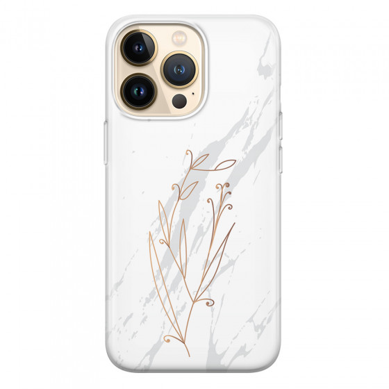 APPLE - iPhone 13 Pro - Soft Clear Case - White Marble Flowers