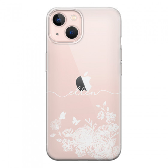 APPLE - iPhone 13 Mini - Soft Clear Case - Handwritten White Lace