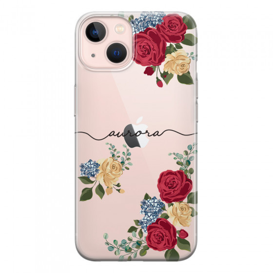 APPLE - iPhone 13 Mini - Soft Clear Case - Red Floral Handwritten