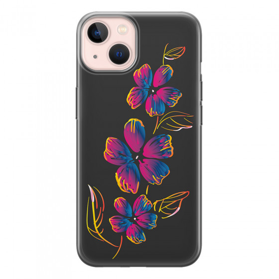 APPLE - iPhone 13 Mini - Soft Clear Case - Spring Flowers In The Dark