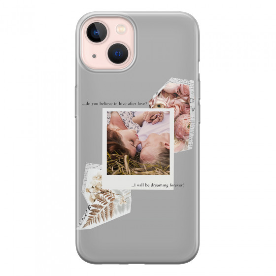 APPLE - iPhone 13 Mini - Soft Clear Case - Vintage Grey Collage Phone Case