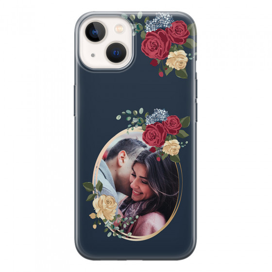APPLE - iPhone 13 - Soft Clear Case - Blue Floral Mirror Photo