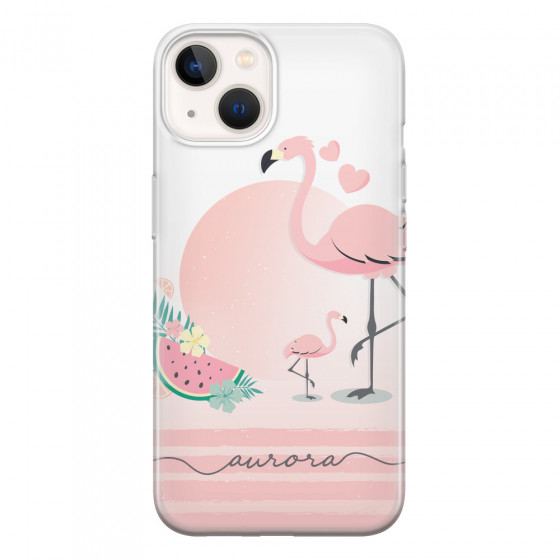 APPLE - iPhone 13 - Soft Clear Case - Flamingo Vibes Handwritten