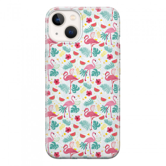APPLE - iPhone 13 - Soft Clear Case - Tropical Flamingo II
