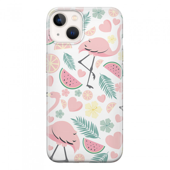 APPLE - iPhone 13 - Soft Clear Case - Tropical Flamingo III
