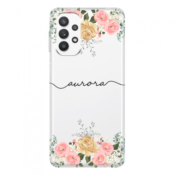 SAMSUNG - Galaxy A32 - Soft Clear Case - Gold Floral Handwritten Dark