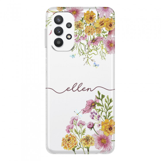 SAMSUNG - Galaxy A32 - Soft Clear Case - Meadow Garden with Monogram Red