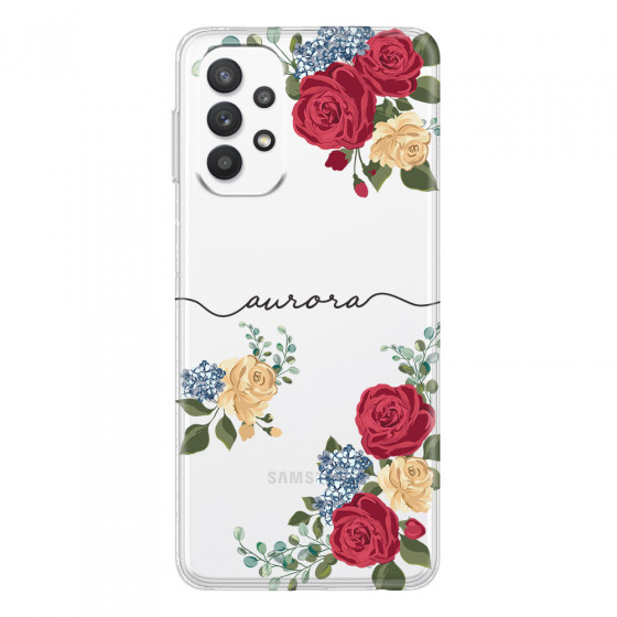 SAMSUNG - Galaxy A32 - Soft Clear Case - Red Floral Handwritten