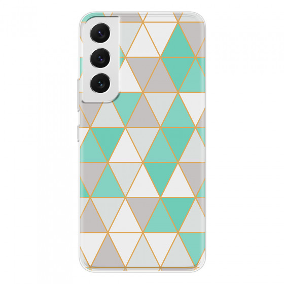 SAMSUNG - Galaxy S22 Plus - Soft Clear Case - Green Triangle Pattern