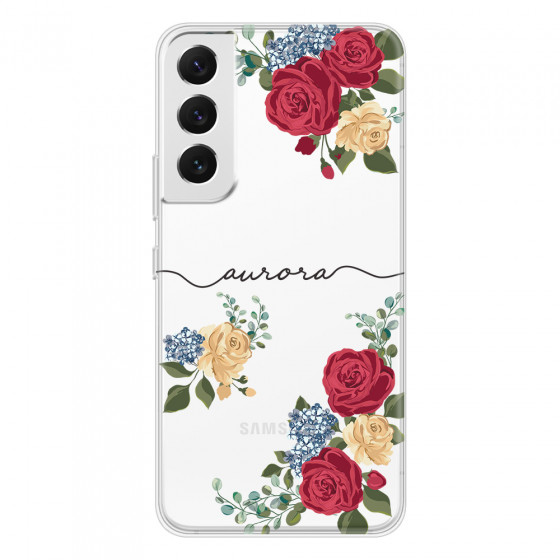 SAMSUNG - Galaxy S22 Plus - Soft Clear Case - Red Floral Handwritten