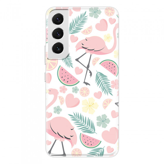 SAMSUNG - Galaxy S22 Plus - Soft Clear Case - Tropical Flamingo III